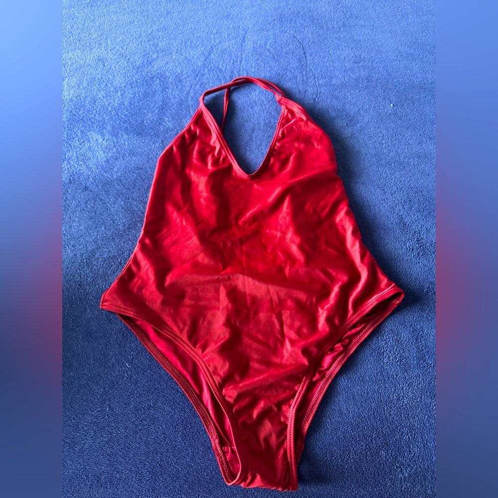 Burgundy one piece bathing suit